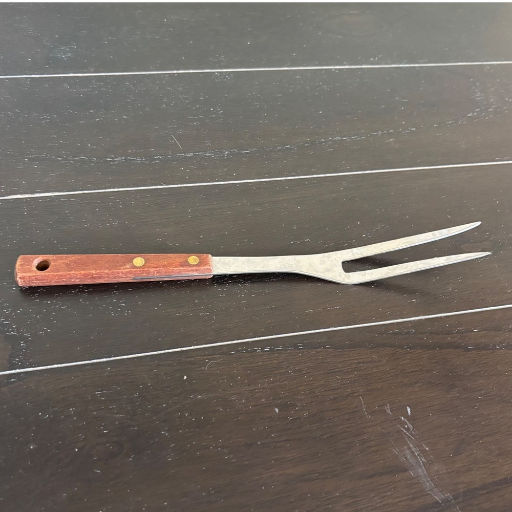 Vintage | Stainless Steel | Meat Fork | Wooden Handle | 2 Prong‎ Carving Fork